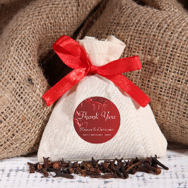 Elegant Red Wedding Vielen Dank Runder Aufkleber