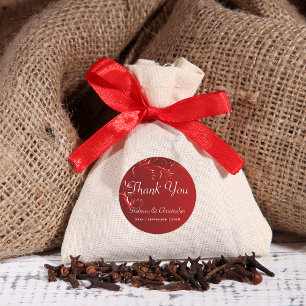 Elegant Red Wedding Vielen Dank Runder Aufkleber