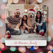 Elegant Red White 5 Foto Collage Weihnachten Keramikornament