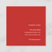 Elegant Red White Bold Beauty Consultant Quadratische Visitenkarte (Rückseite)