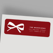 Elegant red white bow Christmas return address