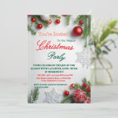 Elegant Red & White Christmas Party Invitation Einladung (Stehend Vorderseite)