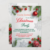 Elegant Red & White Christmas Party Invitation Einladung (Vorne/Hinten)