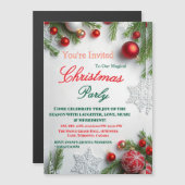 Elegant Red & White Christmas Party Invitation Magneteinladung (Vorne/Hinten)