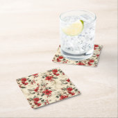 Elegant Red & White Christmas Poinsettia Rechteckiger Pappuntersetzer (Vor Ort)