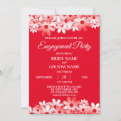 Elegant Red White Floral Engagement Party Einladung (Vorderseite)