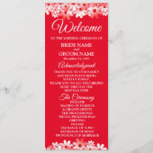 Elegant Red White Floral Wedding Programm (Vorderseite)