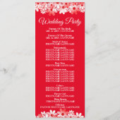 Elegant Red White Floral Wedding Programm (Rückseite)