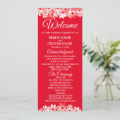 Elegant Red White Floral Wedding Programm (Stehend Vorderseite)