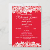 Elegant Red White Floral Wedding Rehearsal Dinner Einladung (Vorderseite)