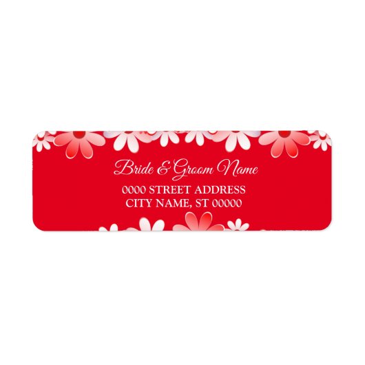 Elegant Red White Floral Wedding Return Address (Vorne)
