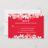Elegant Red White Floral Wedding RSVP Karte (Vorderseite)