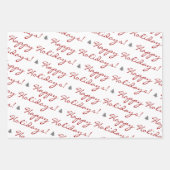 Elegant Red White Frohe Weihnachten glückliche Fei Geschenkpapier Set (Vorderseite 3)