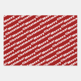 Elegant Red White Frohe Weihnachten glückliche Fei Geschenkpapier Set