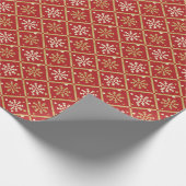 Elegant Red White Gold Snowflake Christmas  Geschenkpapier (Ecke)
