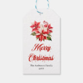 Elegant Red White Poinsettia Editable Holiday Tag Geschenkanhänger (Rückseite)