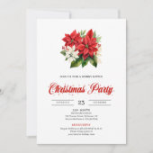 Elegant Red White Poinsettia Printable Christmas  Einladung (Vorderseite)