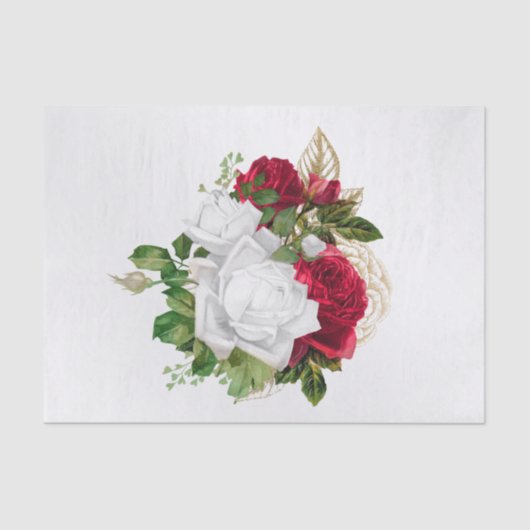 Elegant Red White Rose Bouquet Seidenpapier (Vorderseite)