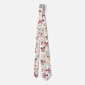 Elegant Red White Roses Botanical Neck Tie Krawatte (Rückseite)