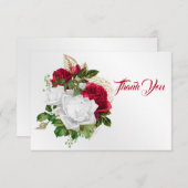 Elegant Red White Roses Bouquet Dankeskarte (Vorne/Hinten)