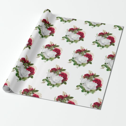 Elegant Red White Roses Bouquet Geschenkpapier (Ungerollt)