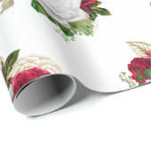 Elegant Red White Roses Bouquet Geschenkpapier (Rolleneckpunkt)