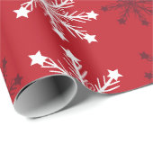 Elegant Red White Snowflake Frohe Weihnachten Geschenkpapier (Rolleneckpunkt)