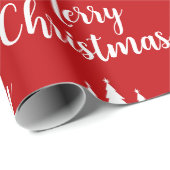 Elegant Red White Tree Muster Frohe Weihnachten Geschenkpapier (Rolleneckpunkt)