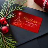 Elegant Red White und Gold Weihnachtsnamen Adressaufkleber