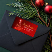 Elegant Red White und Gold Weihnachtsnamen Adressaufkleber