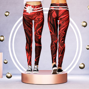 Elegant Red White Violet Burgandy Floral Women Leggings