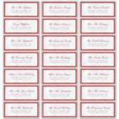 Elegant Red White Wedding Guest Address Labels (Vorderseite)