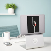Elegant Red Wine Glass & Bottle. Black Background Aufkleber (Laptop auf Schreibtisch)