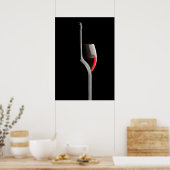 Elegant Red Wine Glass & Bottle. Black Background Poster (Küche)