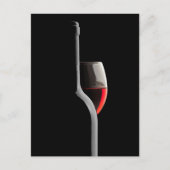 Elegant Red Wine Glass & Bottle. Black Background Postkarte (Vorderseite)