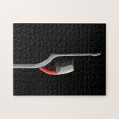 Elegant Red Wine Glass & Bottle. Black Background Puzzle (Horizontal)