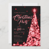 Elegant Red Winter Christmas Tree Holiday Einladung (Vorderseite)