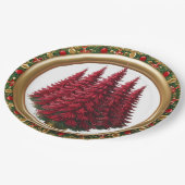 Elegant Red Wreath Berries Gold Merry Xmas tree Pappteller (Schrägansicht)
