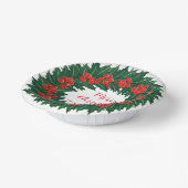 Elegant Red Wreath Holly Berries Christmas Green Pappteller (Gewinkelt)