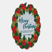 Elegant Red Wreath Holly Berries Gold Merry Xmas Ornament Karte (Rechts)