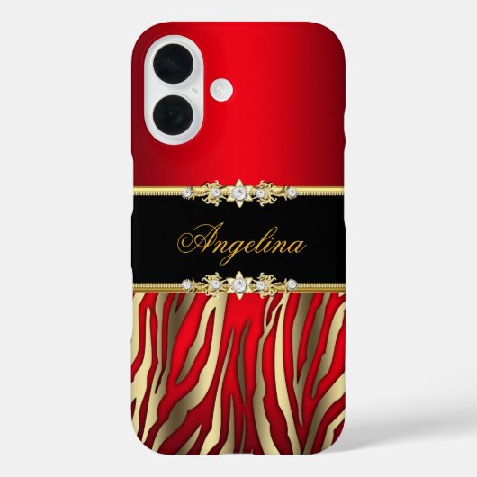 Elegant Red Zebra Black Gold Case-Mate iPhone Hülle (Rückseite)