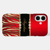 Elegant Red Zebra Black Gold Case-Mate iPhone Hülle (Rückseite (Horizontal))