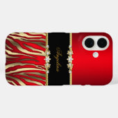 Elegant Red Zebra Black Gold Case-Mate iPhone Hülle (Rückseite (Horizontal))