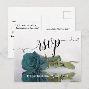 Elegant reflektiert Aquamarine Rose Chic Wedding R Postkarte