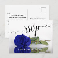 Elegant reflektiert Royal Blue Rose Wedding RSVP