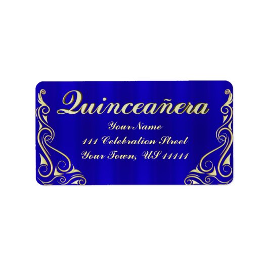 Elegant Regal Golden Quinceñera Adresse Adressaufkleber (Vorne)
