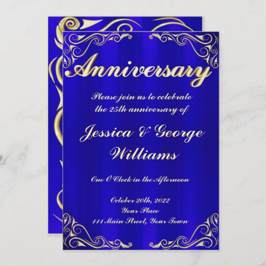 Elegant Regal Golden Typografy Jubiläum Einladung (Vorne/Hinten)