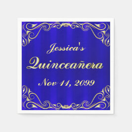 Elegant Regal Golden Typografy Quinceañera Serviette
