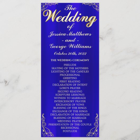 Elegant Regal Golden Typografy Wedding Programm (Vorderseite)