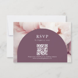 Elegant Regal Lila Peonies QR Code Wedding RSVP Karte